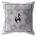 Homeroots 28 in. Horse Indoor & Outdoor Throw Pillow Black Gray & Purple 412410